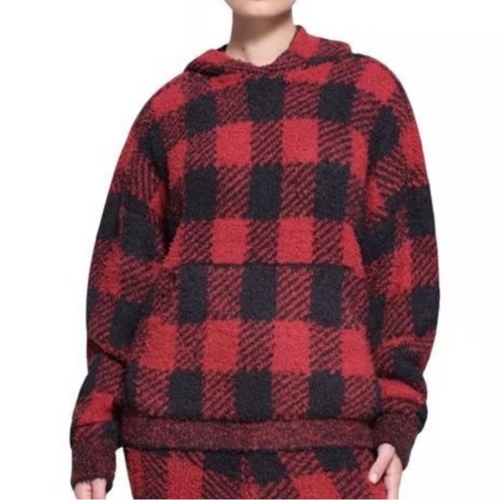 Skims Cozy Hoodie in Brick Buffalo Plaid Size S/M